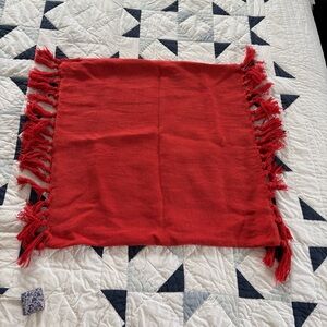 Serena & Lily Dark Orange Mendocino 24” Square Linen Tassel Pillow Cover